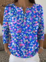 Women's Retro Abstract Flowers Floral Colorful Patterns Art Print Buttoned Cardigan Sweater