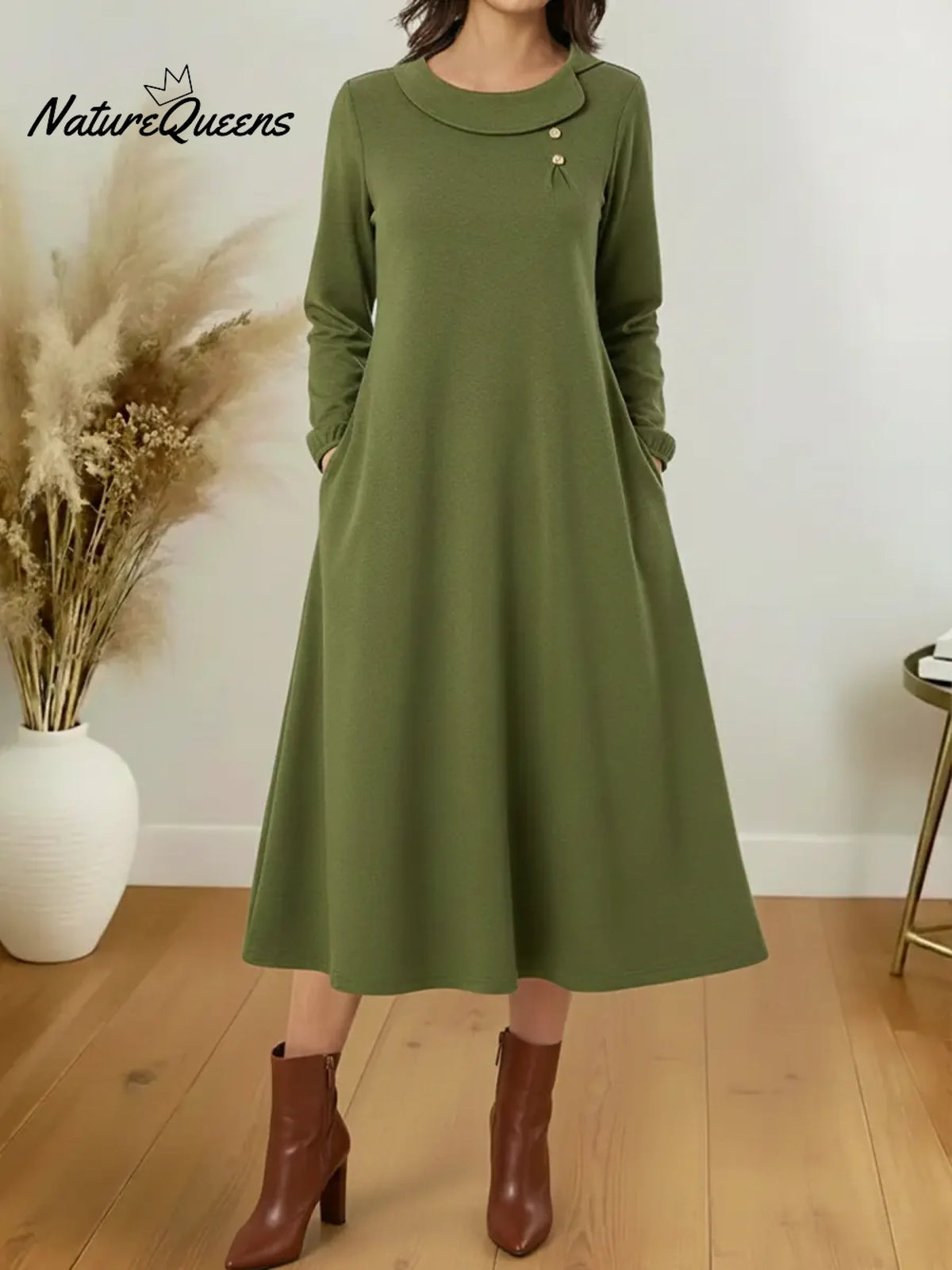 Women's Cozy Long-sleeved Cotton Dress