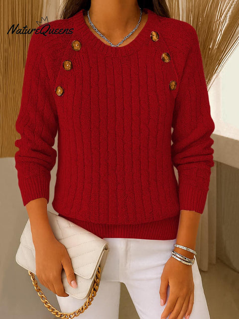 Women's Crew Neck Long Sleeve Casual Loose Knit Top