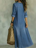 Romantic Ruffled Collar Denim Dress