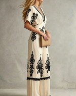 Women's Fashionable Casual Printed Short-sleeve Loose-fit Jumpsuit