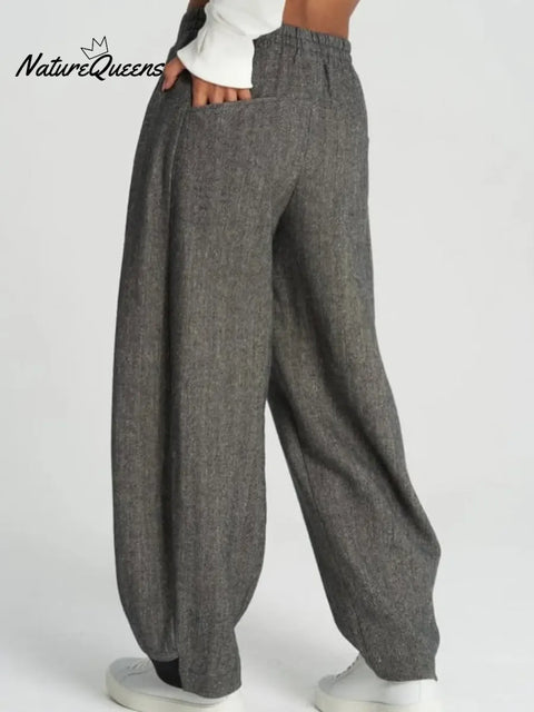Autumn/winter Loose Herringbone Side Color-blocked Trousers