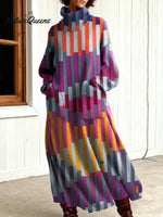 Women's Vintage Geometry Art Print Casual Cotton Knitted Dress