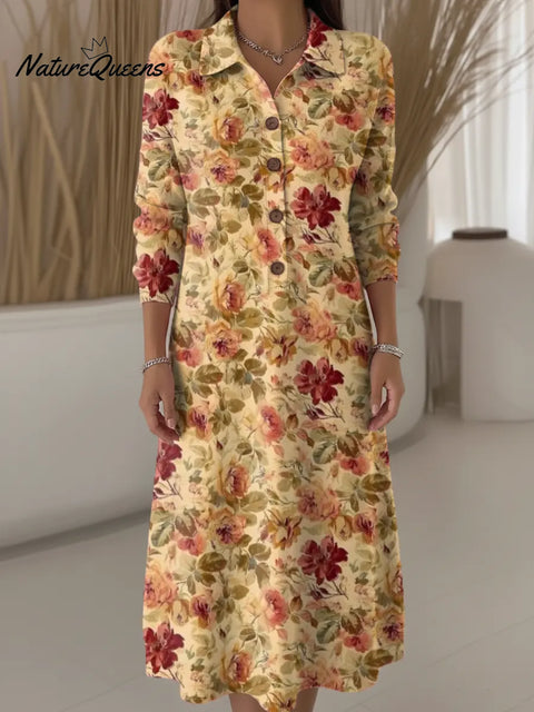 Women's Floral Pattern Art Print Casual Knitted Dress