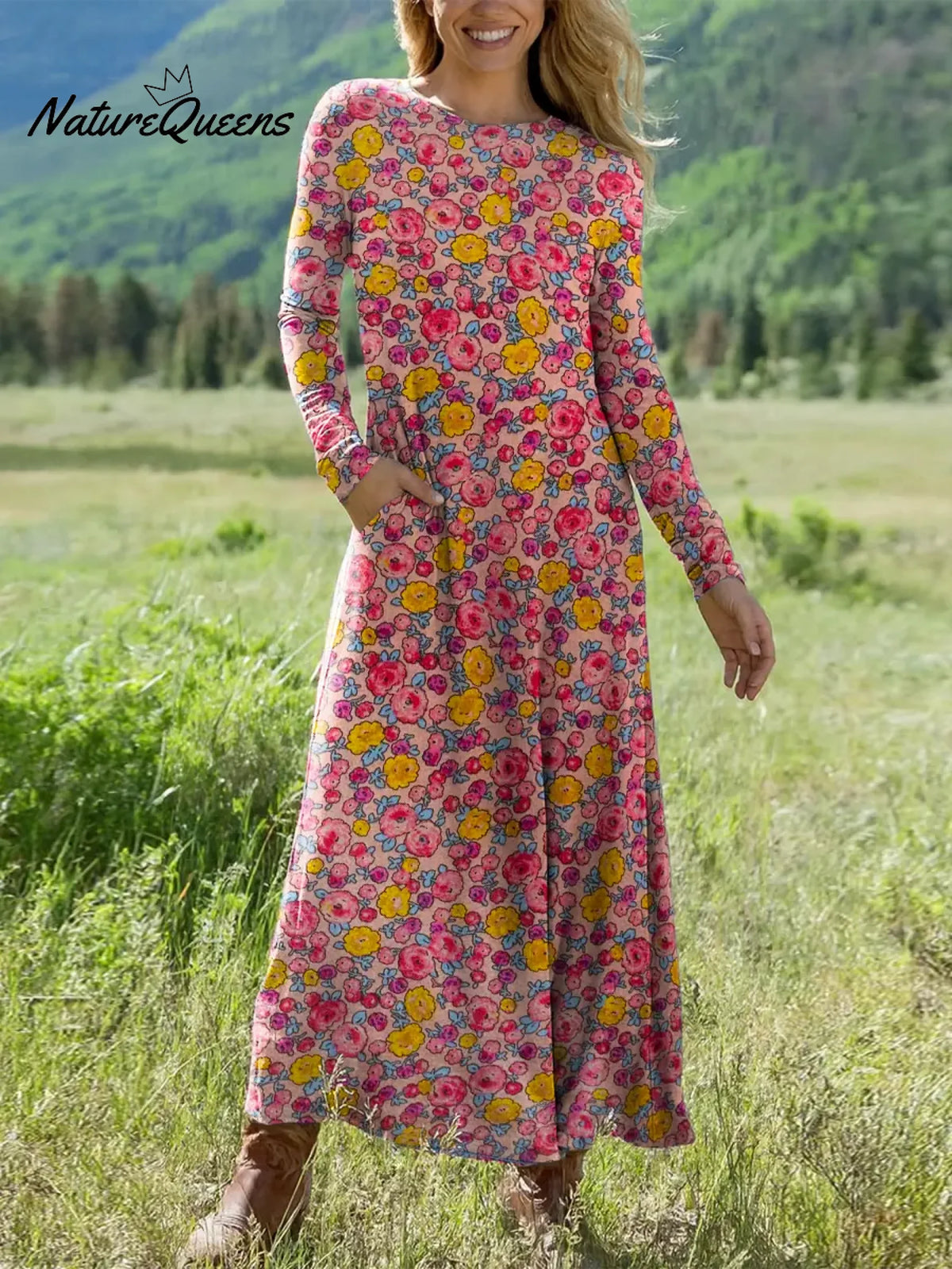 Women's Floral Pattern Art Print Casual Cotton Dress