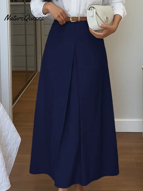 Women's Solid Color High-waisted Casual Loose A-line Skirt