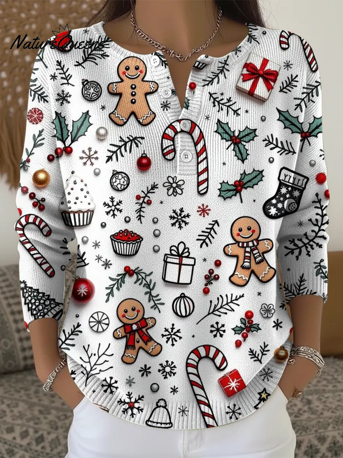 Women's Christmas Elements Casual Printed Sweater