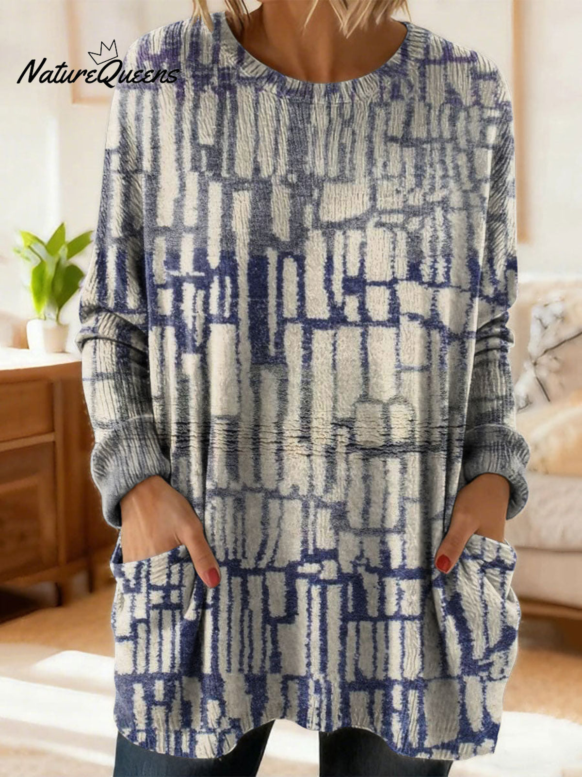 Women's Gradient Pattern Art Print Casual Cotton Knitted Sweater