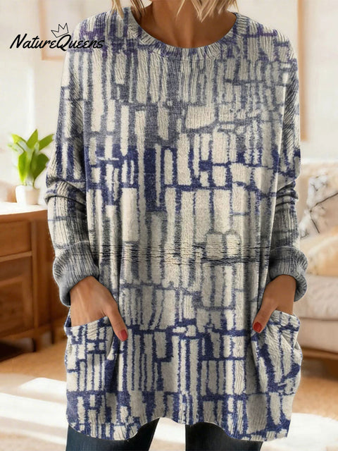 Women's Gradient Pattern Art Print Casual Cotton Knitted Sweater