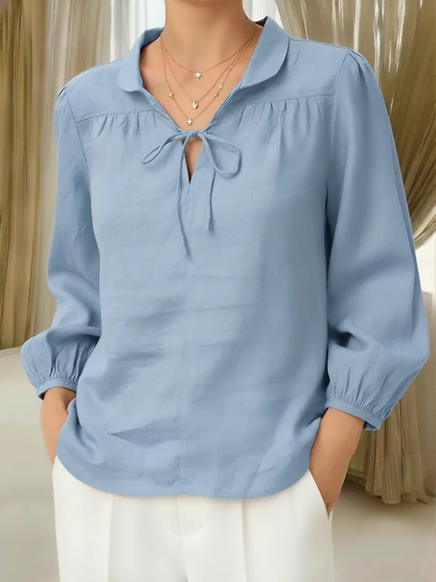 Women's Casual Peter Pan Collar Linen And Cotton Top