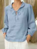 Women's Casual Peter Pan Collar Linen And Cotton Top