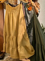 Women's Solid-color High-waisted A-line Cotton-linen Skirt