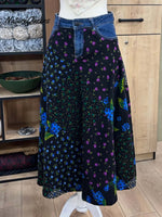 Women's High-waisted Loose-fitting Denim Patchwork Printed Skirt