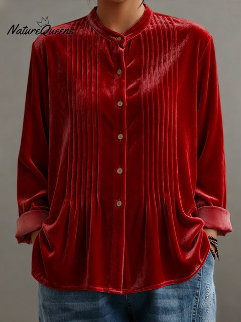 Women's Velvet Pleated Shirt