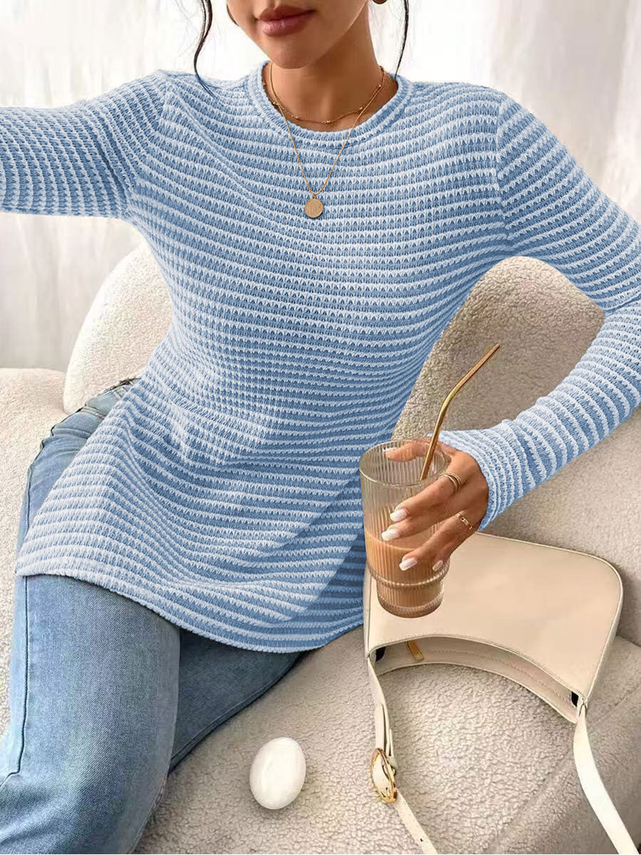 Women's Round Neck Split-Sleeve Casual T-Shirt