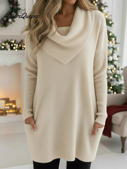 Cozy Retro Triangle Cowl Collar Knitted Sweater