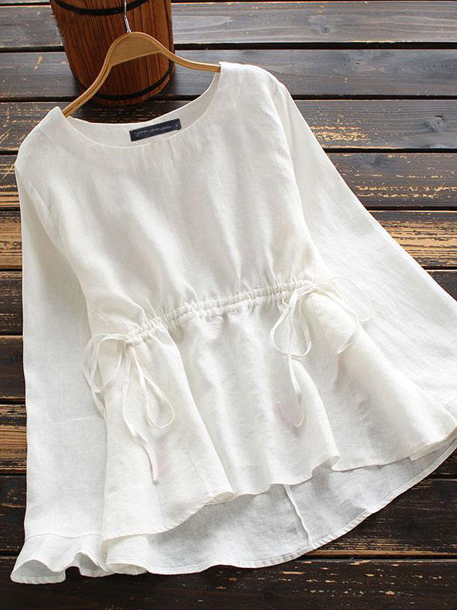 Women's Minimalist Lace-up Ruffled Shirt