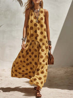 Women's Retro Polka Dot Art Casual Comfortable Cotton Linen Dress
