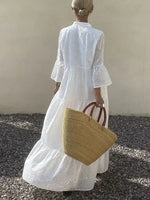 Women's Loose Retro Style Hollow Cotton Long Dress