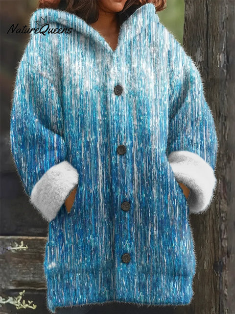 Women's Retro Gradient Art Print Casual Plush Warm Coat