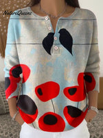 Women's Funny Birds Pattern Art Print Casual Cardigan Sweater