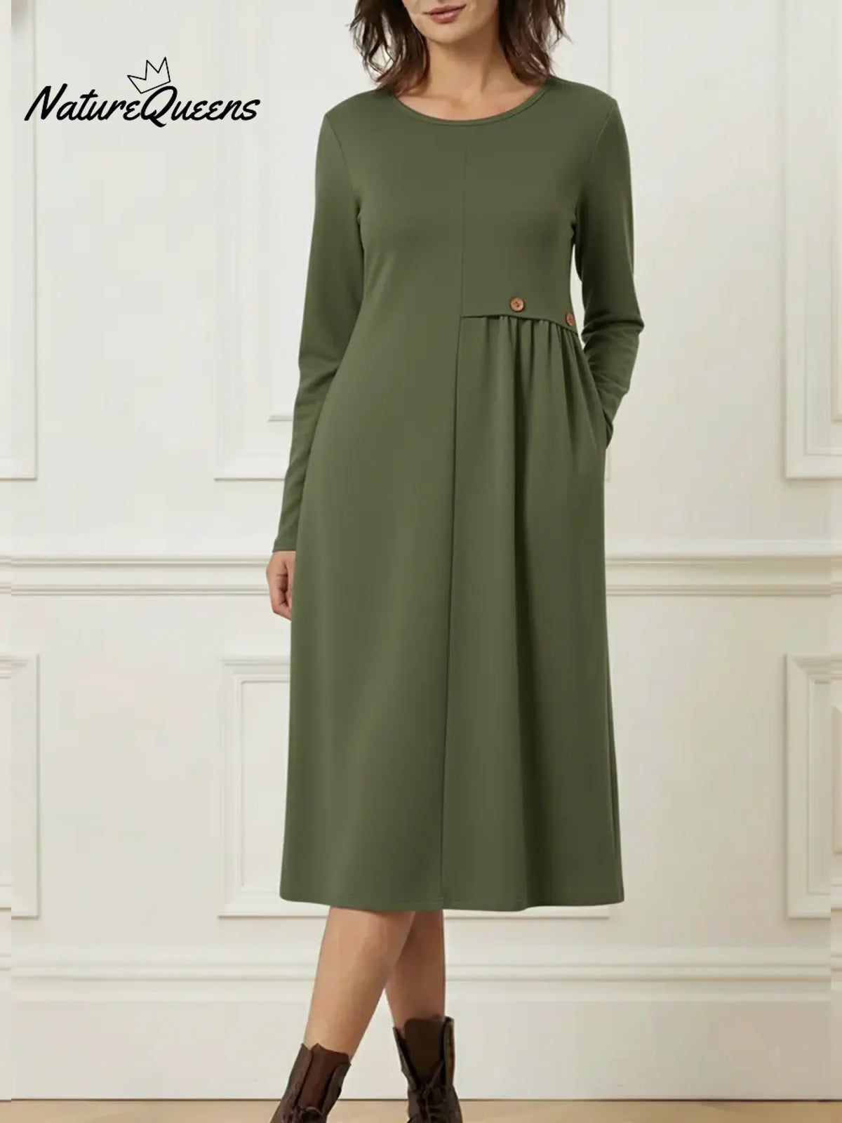 Women's Cozy Long-sleeved Cotton Dress