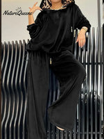 Women's Velvet Hooded Sweatshirt And Pants Two-piece Set
