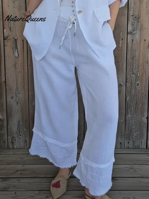 Casual Cozy Lace Patchwork Linen Trousers