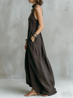 Minimalist Solid-color Halterneck Loose Maxi Dress