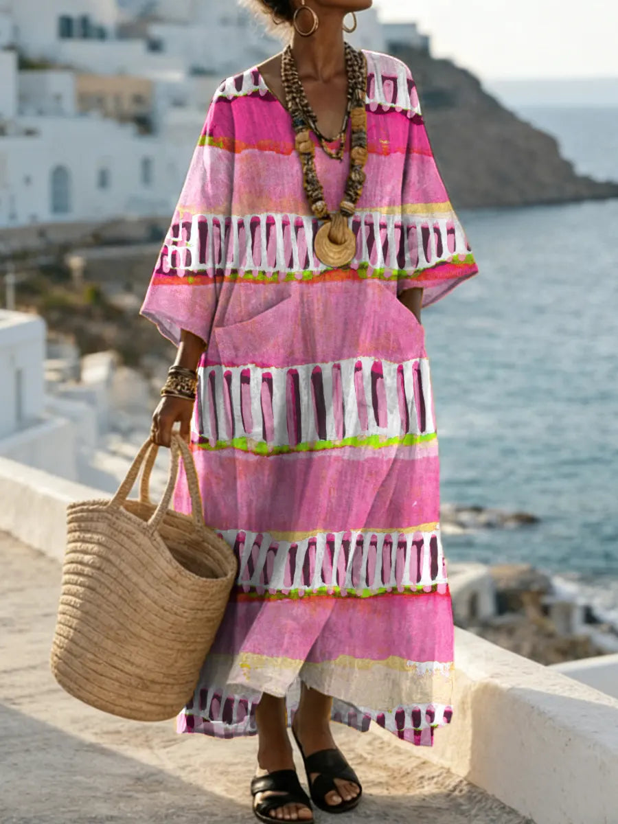 Women's Vintage Pattern Art Print Casual Cotton Dress