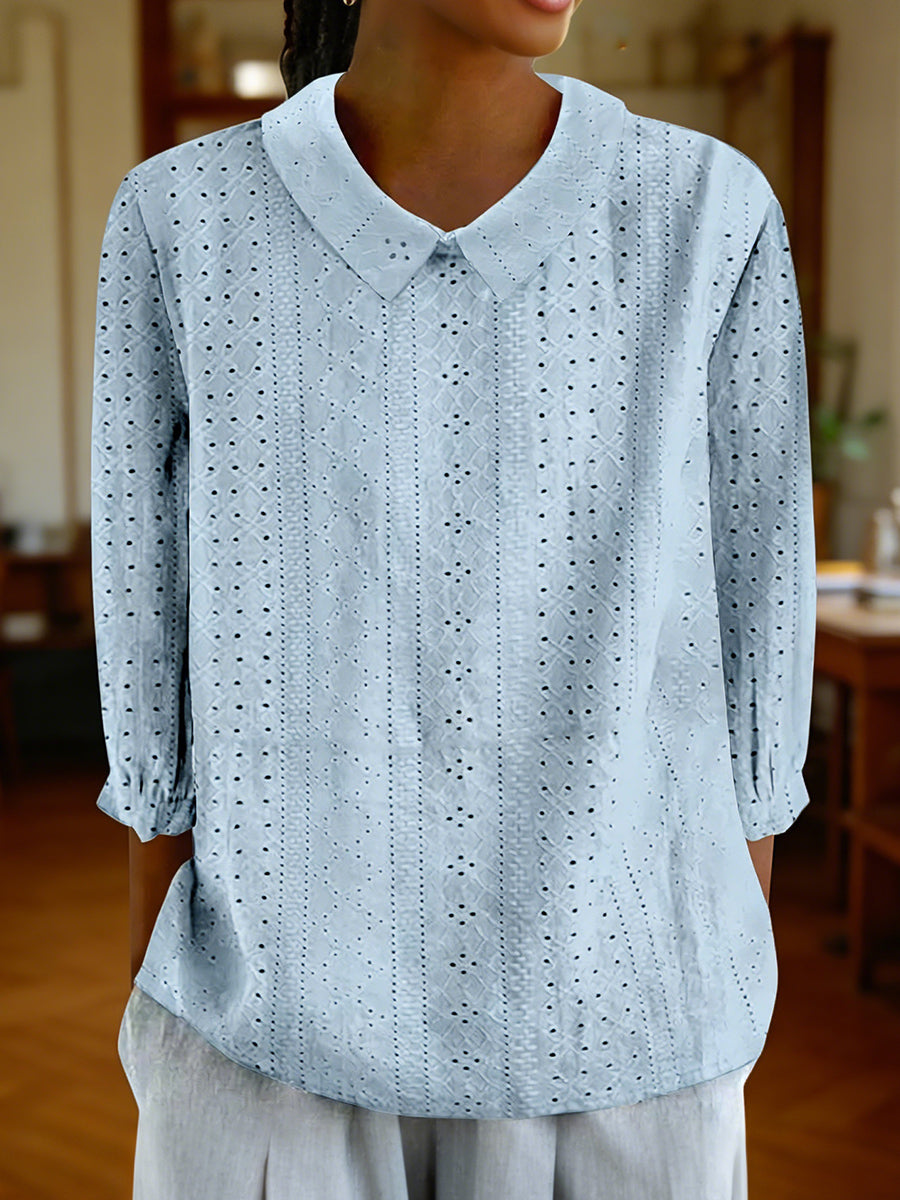 Women's Collared Three-quarter Sleeve Top