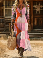 Women's GeometricArt Print Casual Cotton Dress