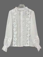 Women's Solid Color Crochet Openwork Long-sleeved Shirt