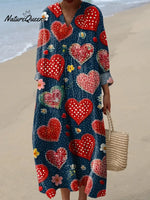 Women's Love Pattern Art Print Casual Cotton Dress