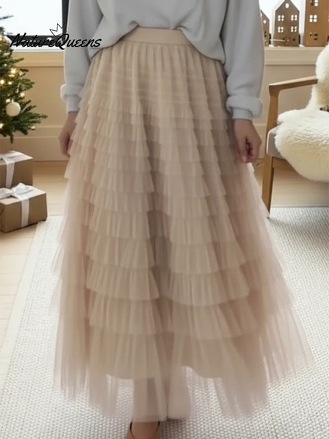 Elegant And Flowing Multi-layered Skirt