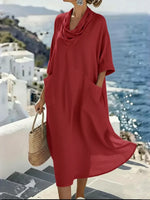 Women's Linen And Cotton Pocket Dress