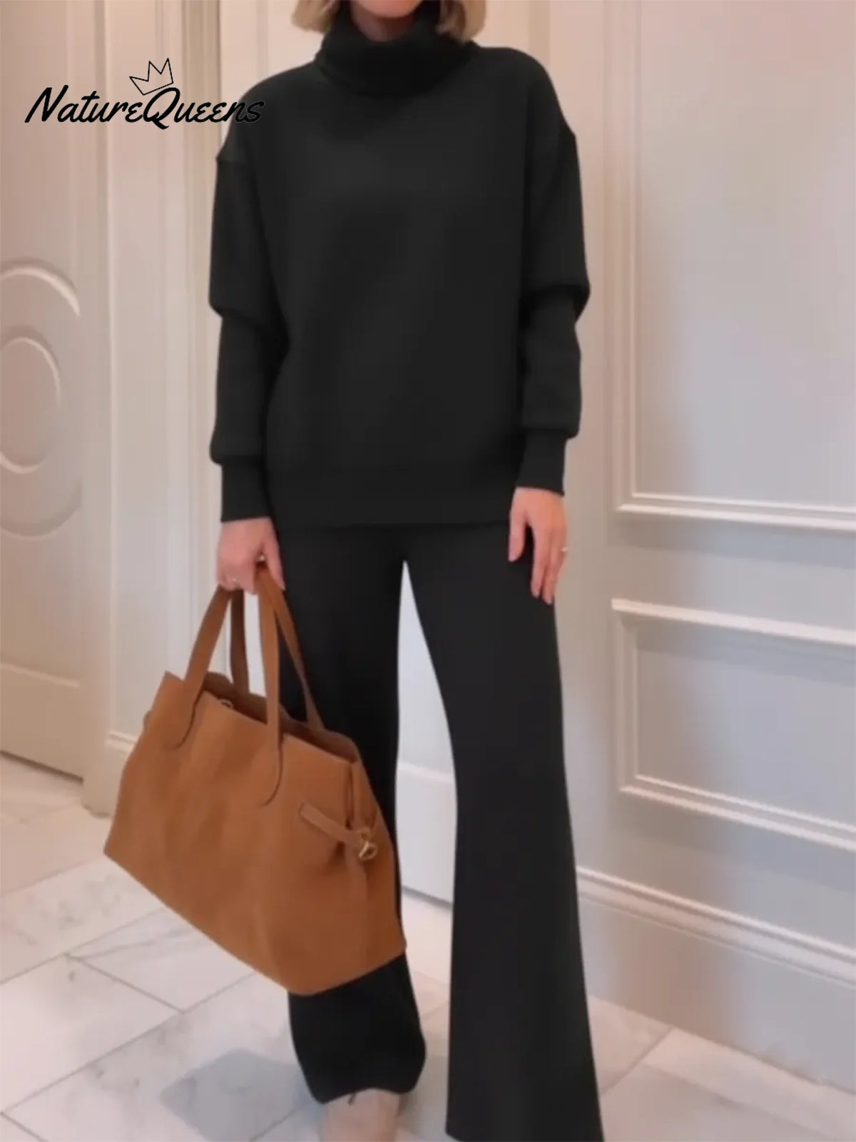 Casual Cozy Travel Outing Two-piece Set (top And Pants)