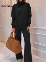 Casual Cozy Travel Outing Two-piece Set (top And Pants)