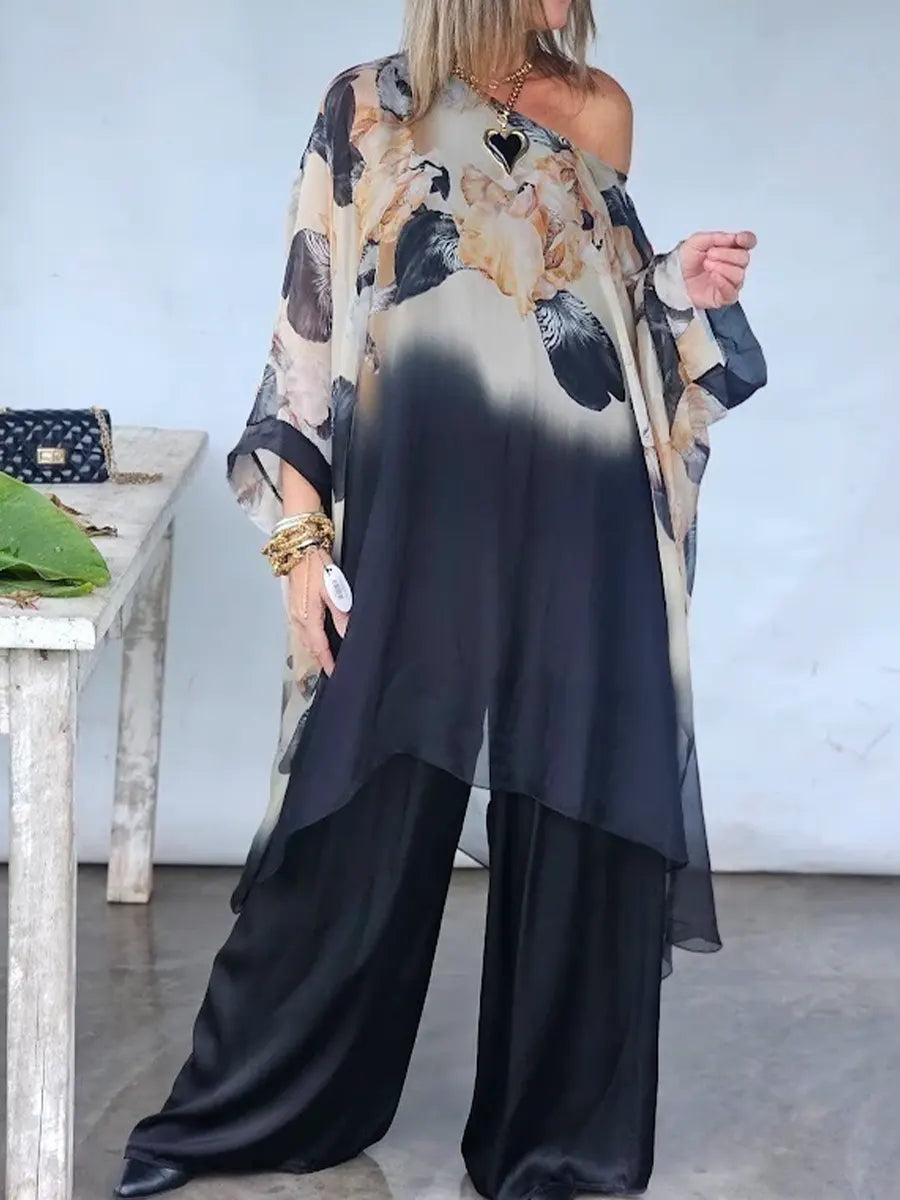 Women's Cozy And Flowing Floral Print Chiffon Top