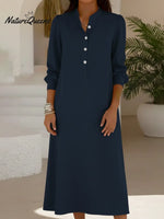 Audrey Stand Collar Button-down A-line Midi Dress