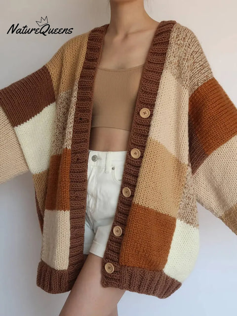 Women's Cozy Loose Plaid Cardigan