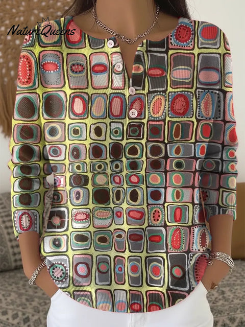 Women's Abstract Pattern Art Print Casual Cardigan Sweater