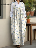 Women's Fresh Little Flower Casual Loose Denim Vest Dress