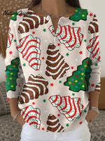 Women's Colorful Christmas Tree Casual Printed Sweater