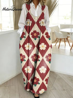 Women's Floral Pattern Art Print Casual Cotton Denim Dress