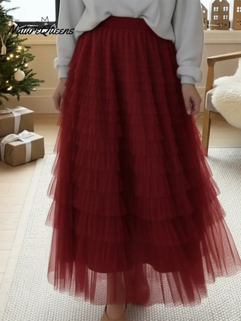 Elegant And Flowing Multi-layered Skirt