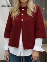 Cozy Casual Three-quarter Sleeve Button-down Cardigan Sweater
