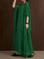 O-Neck Ankle Dress Batwing Sleeve
