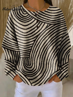 Women's Geometric Pattern Art Print Casual Waffle Sweatshirt