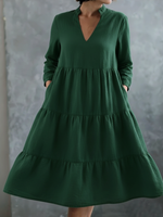 Elegant Multi-layered Hem Linen Dress